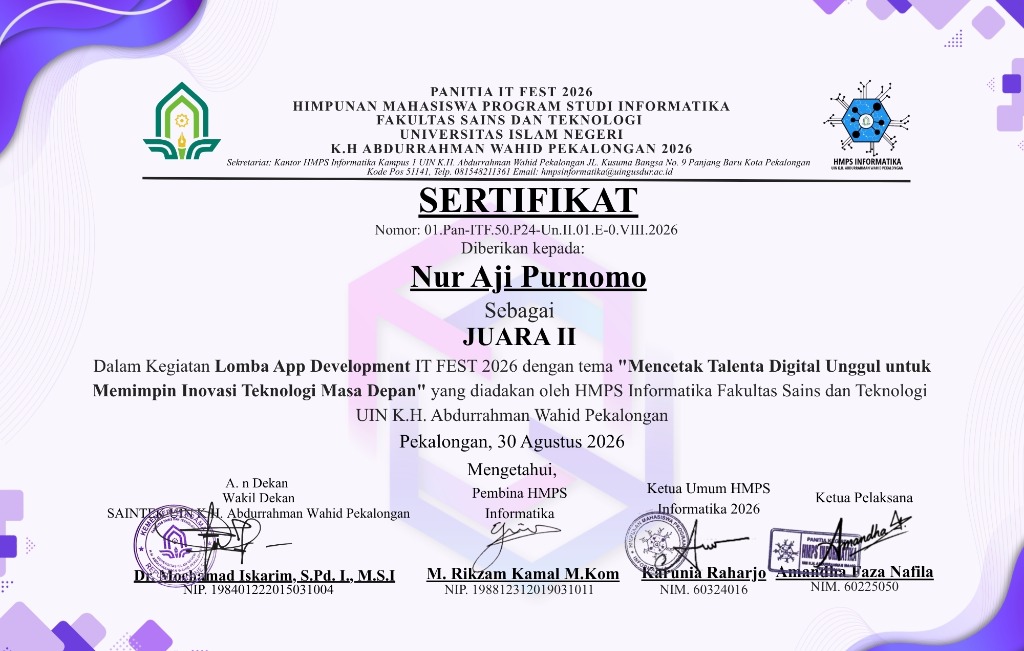 Juara 2 Lomba App Development IT FEST 2026